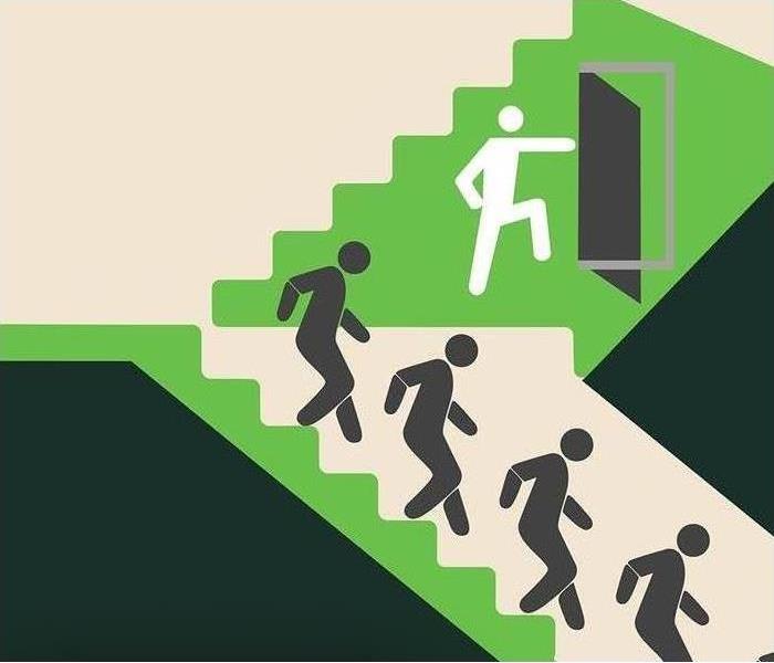 Human figures taking the stairs down.